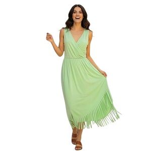 Love Scarlett Green Sleeveless Maxi Wrap Dress Large